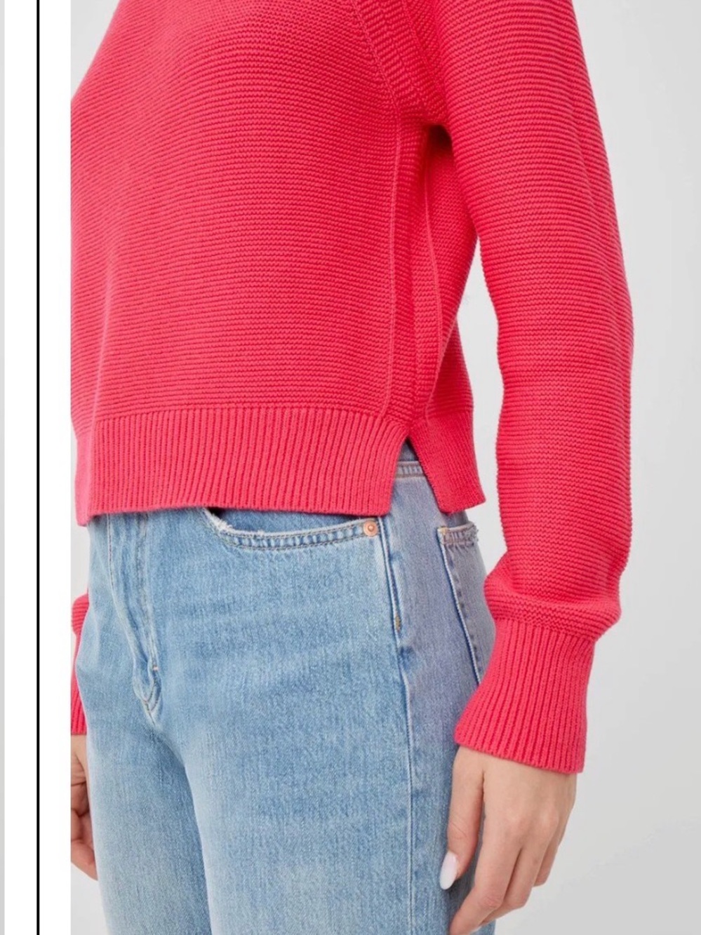 French Connection Lilly Mozart Pink Crewneck Sweater 100% Cotton size M - Picture 7 of 8